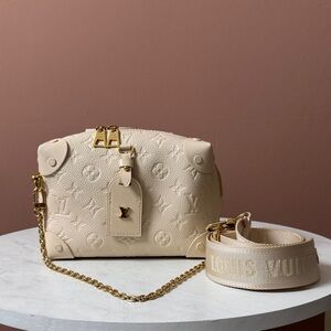 Louis Vuitton Beige Crossbody Bag with Gold Accents